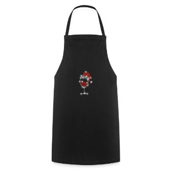 Glitter Wine Glass Christmas Shirt - Cooking Apron - black - Front - AI Model Male 185 dark (185cm)