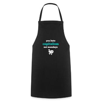 Monday Hate Capitalism I Hate Montage shirt - Cooking Apron - black - Front - AI Model Male 185 dark (185cm)