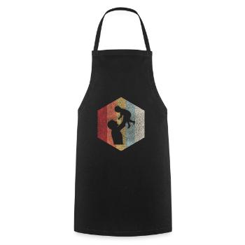 papa père fille cadeau rétro - Tablier de cuisine - noir - Devant - AI Model Male 185 dark (185cm)