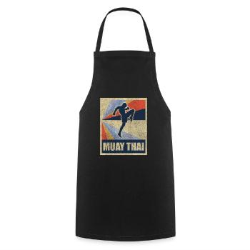 Muay Thai Thai Boxing Gift Fighting Retro - Cooking Apron - black - Front - AI Model Male 185 dark (185cm)