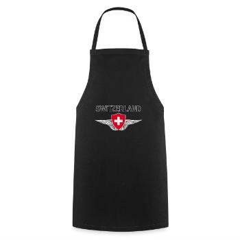 Switzerland Swiss pride gift National - Cooking Apron - black - Front - AI Model Male 185 dark (185cm)