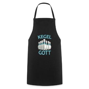 Kegel Shirt · Gott · Bowlen Geschenk - Kochschürze - Schwarz - Vorne - AI Model Male 185 dark (185cm)