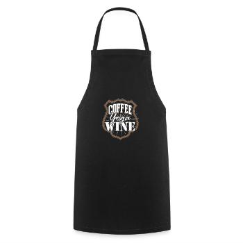Kaffee Yoga und Wein Geschenk - Kochschürze - Schwarz - Vorne - AI Model Male 185 dark (185cm)