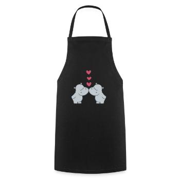 Hippopotame - Hippopotame - Hippopotame - Couple - Coeur - Tablier de cuisine - noir - Devant - AI Model Male 185 dark (185cm)