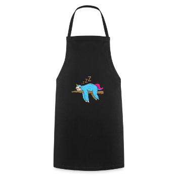 Sommeil zzzz Licorne paresseux cadeau - Tablier de cuisine - noir - Devant - AI Model Male 185 dark (185cm)