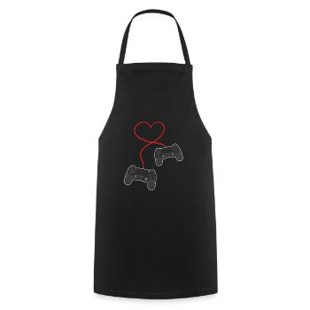 Coffret Contrôleur Gamer Cœur Cadeau Saint Valentin - Tablier de cuisine - noir - Devant - AI Model Male 185 dark (185cm)