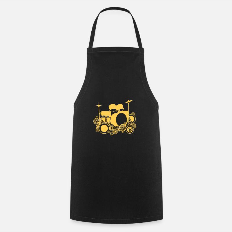 Drums Gift Drummer Percussion - Cooking Apron - black