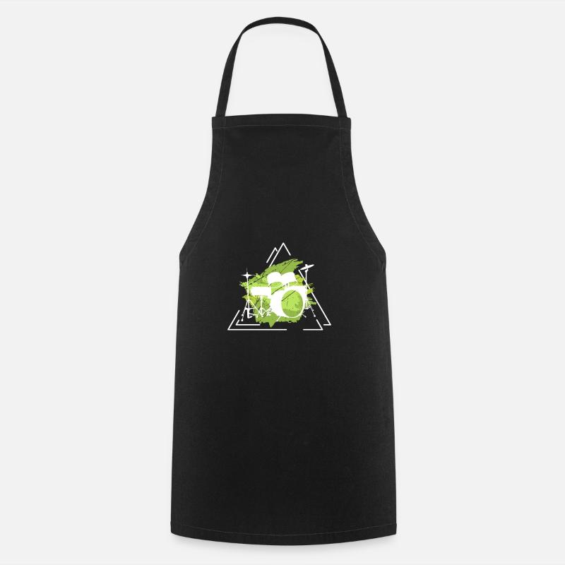 Drums Gift Drummer Percussion - Cooking Apron - black
