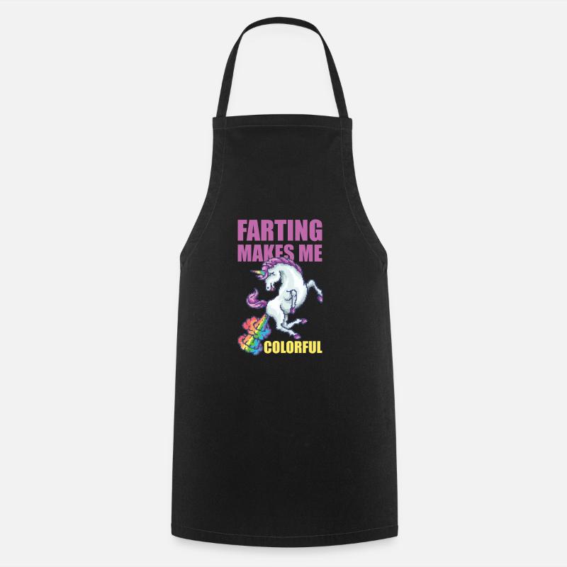 Farting Makes Me Colorful Unicorn Gift Idea - Cooking Apron - black