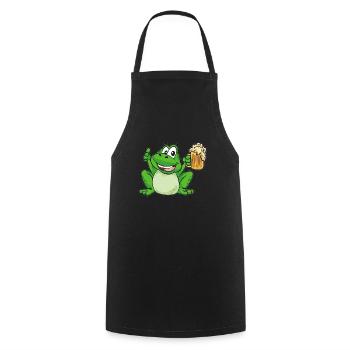 Frosch der Bier trinkt Cartoon lustig Cartoon - Kochschürze - Schwarz - Vorne - AI Model Male 185 dark (185cm)