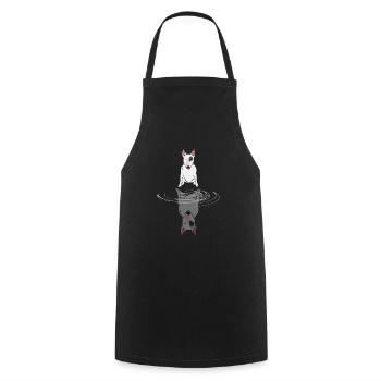 Bull Terrier Water Reflection Dog Funny Gift - Cooking Apron - black - Front - AI Model Male 185 dark (185cm)