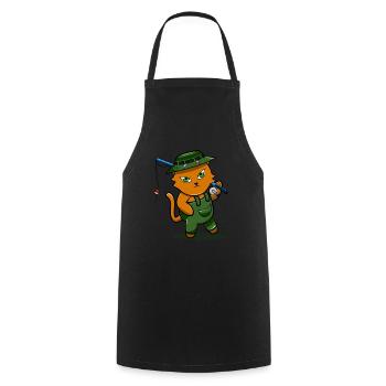Angler Sport Fisherman Fisherman Cat Gift - Cooking Apron - black - Front - AI Model Male 185 dark (185cm)