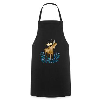 Moose, summer, blueberries I Norway souvenir - Cooking Apron - black - Front - AI Model Male 185 dark (185cm)