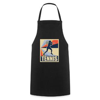 Retro tennis supplément vie cadeau - Tablier de cuisine - noir - Devant - AI Model Male 185 dark (185cm)
