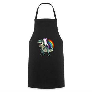 La Licorne monte sur un cadeau arc-en-ciel T-Rex - Tablier de cuisine - noir - Devant - AI Model Male 185 dark (185cm)
