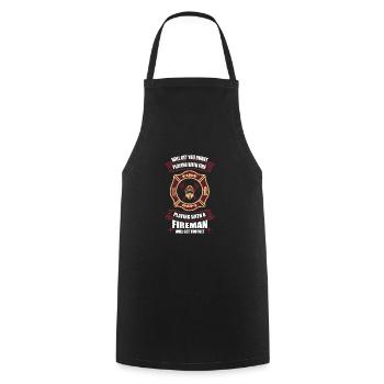 Jouer avec le feu pompier cadeau sexy - Tablier de cuisine - noir - Devant - AI Model Male 185 dark (185cm)