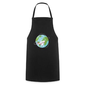 World trip plane - Cooking Apron - black - Front - AI Model Male 185 dark (185cm)