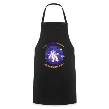 Thon cosmonaute jeu de mots cadeau - Tablier de cuisine - noir - Devant - AI Model Male 185 dark (185cm)
