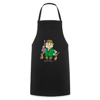 Hunter with Deer Deer Hunting Rifle Comic Cartoon - Cooking Apron - black - Front - AI Model Male 185 dark (185cm)