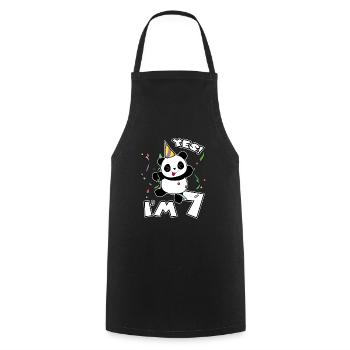 7th Birthday Panda Party Yes I'm 7 Years Old Gift - Cooking Apron - black - Front - AI Model Male 185 dark (185cm)