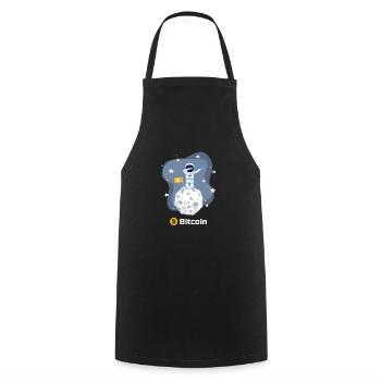 drôle crypto Bitcoin lune astronaute dabbing - Tablier de cuisine - noir - Devant - AI Model Male 185 dark (185cm)