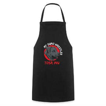 Tosa Inu Mon lutteur de sumo - Tablier de cuisine - noir - Devant - AI Model Male 185 dark (185cm)