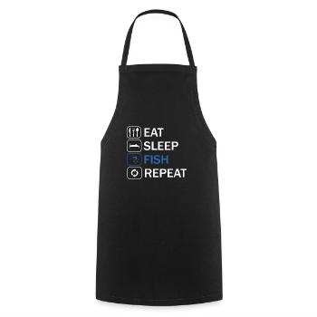 Eat sleep fish repeat - Tablier de cuisine - noir - Devant - AI Model Male 185 dark (185cm)