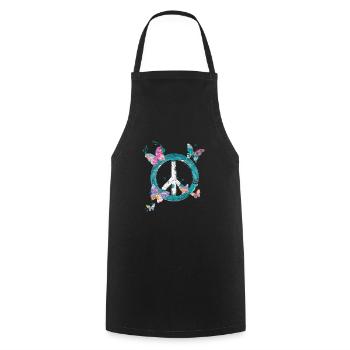 Papillons Paix - Tablier de cuisine - noir - Devant - AI Model Male 185 dark (185cm)