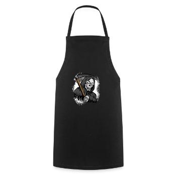 Sensemann mit Totenkopf - Kochschürze - Schwarz - Vorne - AI Model Male 185 dark (185cm)