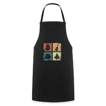 Tente de camping feu de camp guitare forêt cadeau - Tablier de cuisine - noir - Devant - AI Model Male 185 dark (185cm)
