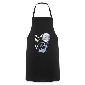 Bat Moon - Cooking Apron - black - Front - AI Model Male 185 dark (185cm)