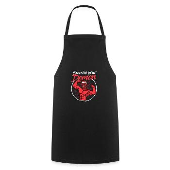 Exercise your demon demon exercise workout gift - Cooking Apron - black - Front - AI Model Male 185 dark (185cm)