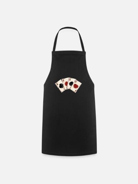 Poker Glücksspiel Zocken Würfel 4 Asse Geschenk - Kochschürze - Schwarz