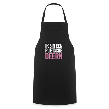 Ik am a pleading deer | Low German, north - Cooking Apron - black - Front - AI Model Male 185 dark (185cm)