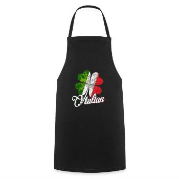 Italian O talian Tee Shirt Funny St Patricks Day - Cooking Apron - black - Front - AI Model Male 185 dark (185cm)