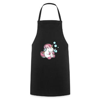 Bulles de savon Licorne soufflant un cadeau d'enfant scintillant - Tablier de cuisine - noir - Devant - AI Model Male 185 dark (185cm)
