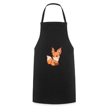 Chibi Comic Fox Dog Kawaii Cute Gift - Cooking Apron - black - Front - AI Model Male 185 dark (185cm)