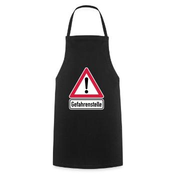 Achtung Gefahrenstelle! - Kochschürze - Schwarz - Vorne - AI Model Male 185 dark (185cm)