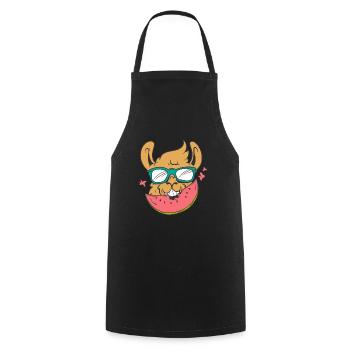Lama eats watermelon - Cooking Apron - black - Front - AI Model Male 185 dark (185cm)