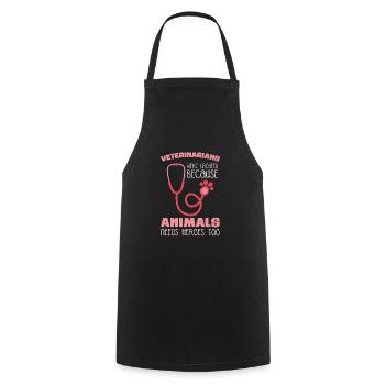 Médecins vétérinaires - Tablier de cuisine - noir - Devant - AI Model Male 185 dark (185cm)