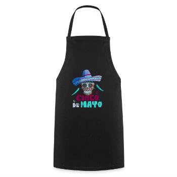 Cinco de Mayo Mexican Holiday Sugar Skull - Cooking Apron - black - Front - AI Model Male 185 dark (185cm)