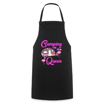 Camping Queen Flamingo Caravan Camper Gift - Tablier de cuisine - noir - Devant - AI Model Male 185 dark (185cm)