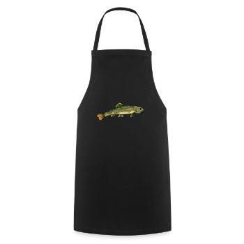 Fishing angler trout fish - Cooking Apron - black - Front - AI Model Male 185 dark (185cm)