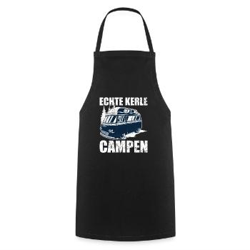 Echt Kerle Campen Camping Bus Retro Vintage - Kochschürze - Schwarz - Vorne - AI Model Male 185 dark (185cm)