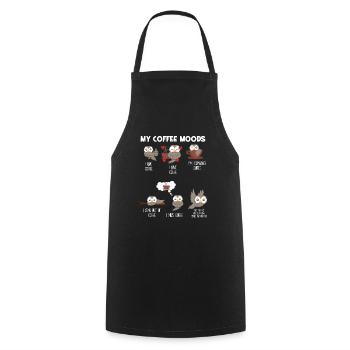 Eule - Eulen - Kaffee - Laune - Kochschürze - Schwarz - Vorne - AI Model Male 185 dark (185cm)