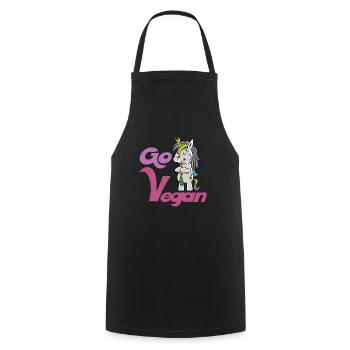 Vegan Unicorn Carrot Go Cadeau végétalien végétarien - Tablier de cuisine - noir - Devant - AI Model Male 185 dark (185cm)