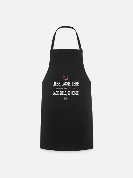Liebe Lache Lebe - Kochschürze - Schwarz