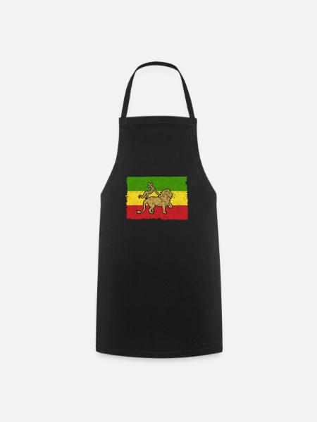 Cadeau de drapeau de lion de Reggae Rasta Rastafarian - Tablier de cuisine - noir