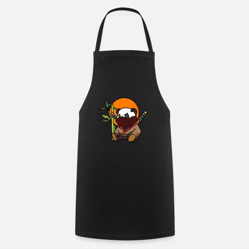 Panda Panda Ninja Kung Fu Samurai Animal Gift - Cooking Apron - black