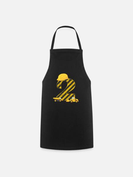 2. Geburtstag Bagger 2 Jahre Bauarbeiter Geschenk - Kochschürze - Schwarz